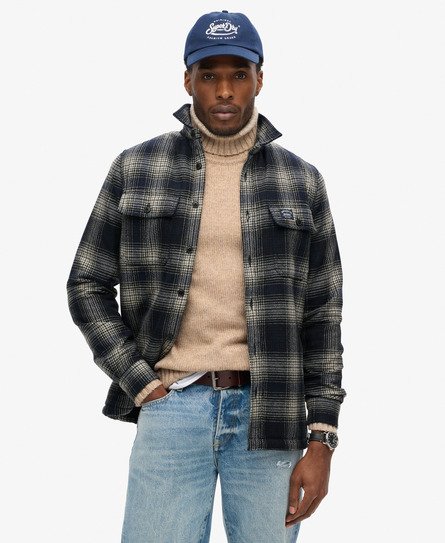 Superdry Herren Karierte Hemdjacke aus Wolle mit Fleecefutter Marineblau - Größe: Xxl von Superdry