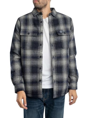 Superdry Herren Karierte Hemdjacke aus Wolle mit Fleecefutter Over Mit Farbverlauf Marineblau M von Superdry