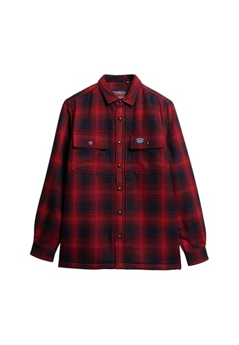 Superdry Herren Karierte Hemdjacke aus Wolle mit Fleecefutter Over Mit Farbverlauf Rot XXL von Superdry