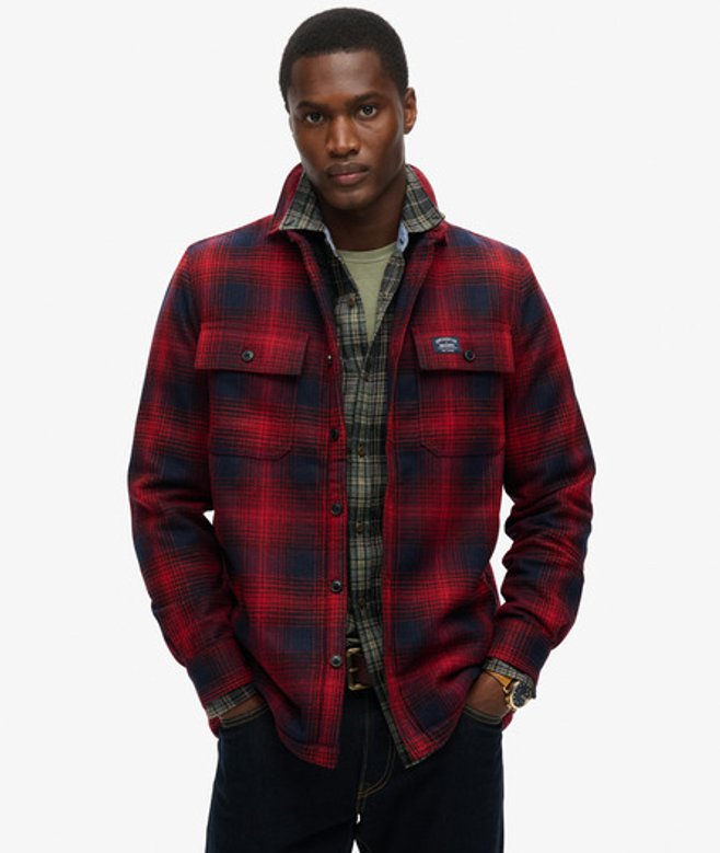 Superdry Herren Karierte Hemdjacke aus Wolle mit Fleecefutter Rot - Größe: S Superdry Herren Karierte Hemdjacke aus Wolle mit Fleecefutter Rot - Größe: S von Superdry