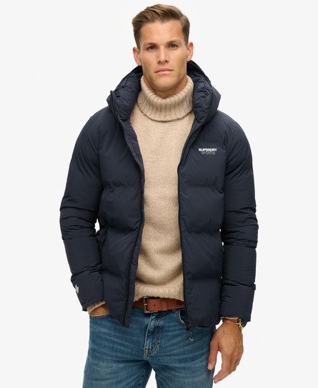 Superdry Men's Kastige Steppjacke mit Kapuze Marineblau - Größe: L von Superdry