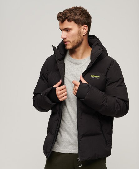 Superdry Men's Kastige Steppjacke mit Kapuze Schwarz - Größe: M von Superdry