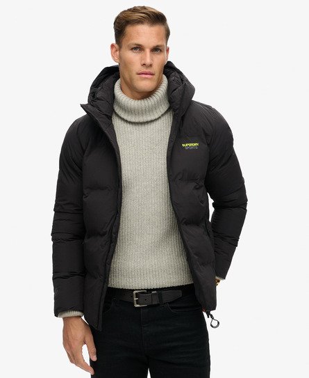 Superdry Men's Kastige Steppjacke mit Kapuze Schwarz - Größe: S von Superdry