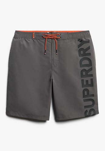Superdry Herren Klassische 48-cm-Boardshorts mit Logo Anthrazit XL von Superdry
