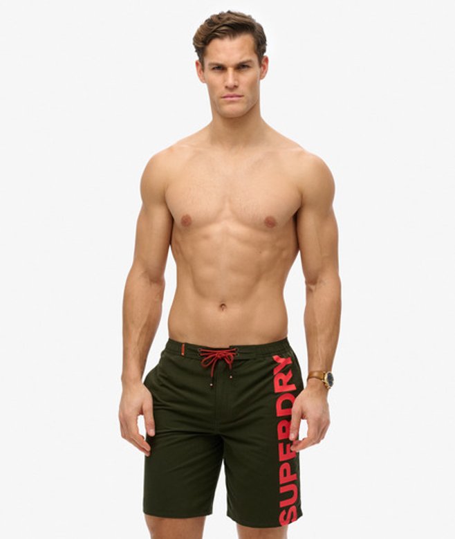 Superdry Herren Klassische 48-cm-Boardshorts mit Logo Green - Größe: Xxl von Superdry