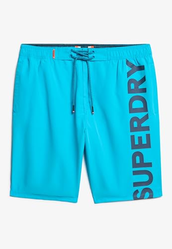 Superdry Herren Klassische 48-cm-Boardshorts mit Logo Hawaii Blau XXL von Superdry