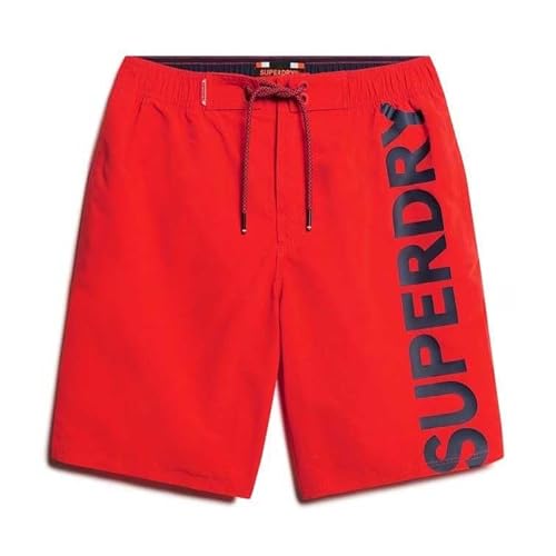 Superdry Herren Klassische 48-cm-Boardshorts mit Logo Kräftiges Rot XXL von Superdry