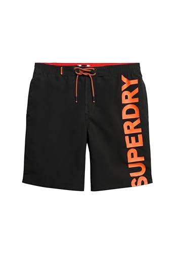 Superdry Herren Klassische 48-cm-Boardshorts mit Logo Schwarz L von Superdry