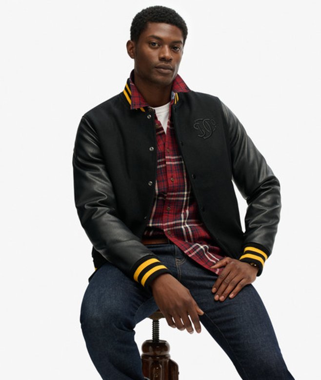 Superdry Herren Klassische College-bomberjacke Black - Größe: M von Superdry