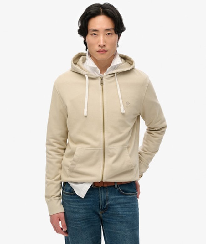 Superdry Herren Classic Essential Zip-hoodie Beige - Größe: Xxxl von Superdry