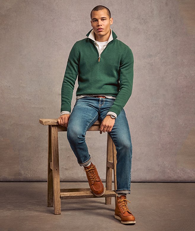 Superdry Herren Grün Klassischer Henley-Strickpullover aus Baumwolle, Größe: M von Superdry