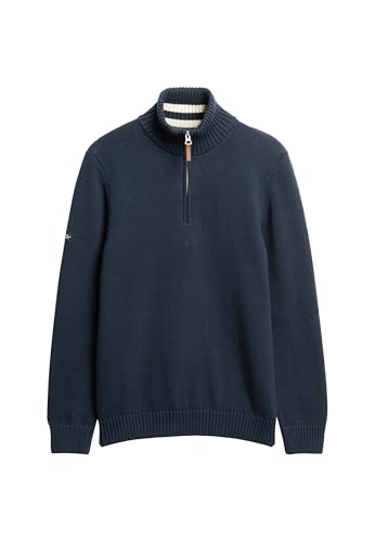 Superdry Herren Strickpullover aus Baumwolle mit halbem Reißverschluss Marineblau XL von Superdry
