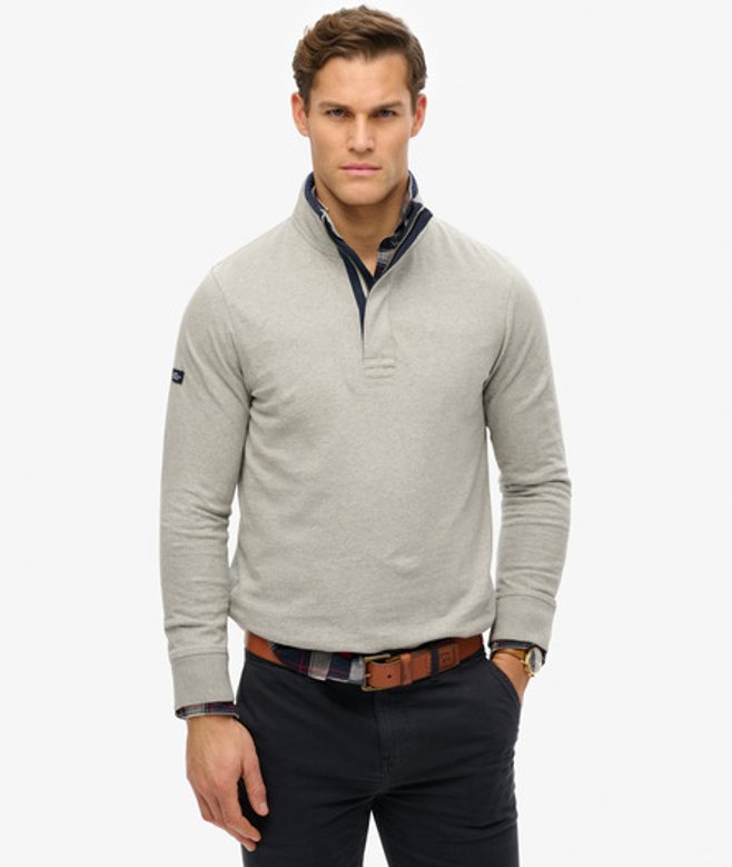 Superdry Men's Cotton Classics Jersey Sweatshirt mit Reißverschluss Grau - Größe: M von Superdry