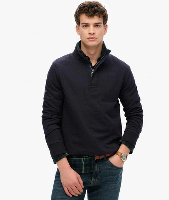 Superdry Herren Cotton Classics Jersey Sweatshirt mit Reißverschluss Navy - Größe: Xxl von Superdry