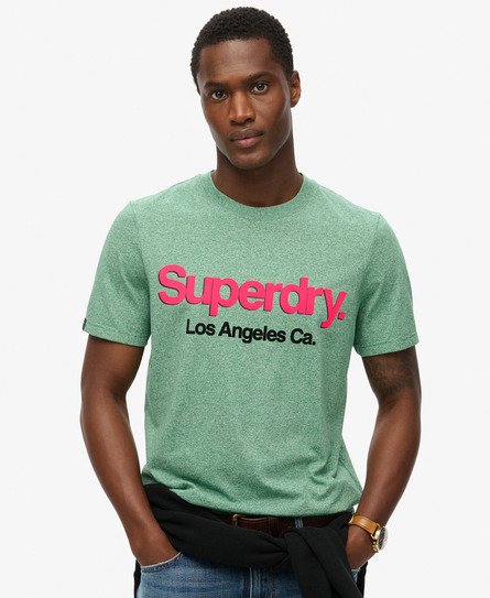 Superdry Herren Klassisches Core T-Shirt mit Logo und Waschung Grün - Größe: L von Superdry