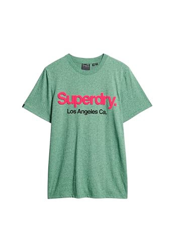 Superdry Herren Klassisches Core T-Shirt mit Logo und Waschung Leuchtend Grün Gesprenkelt XXXL von Superdry