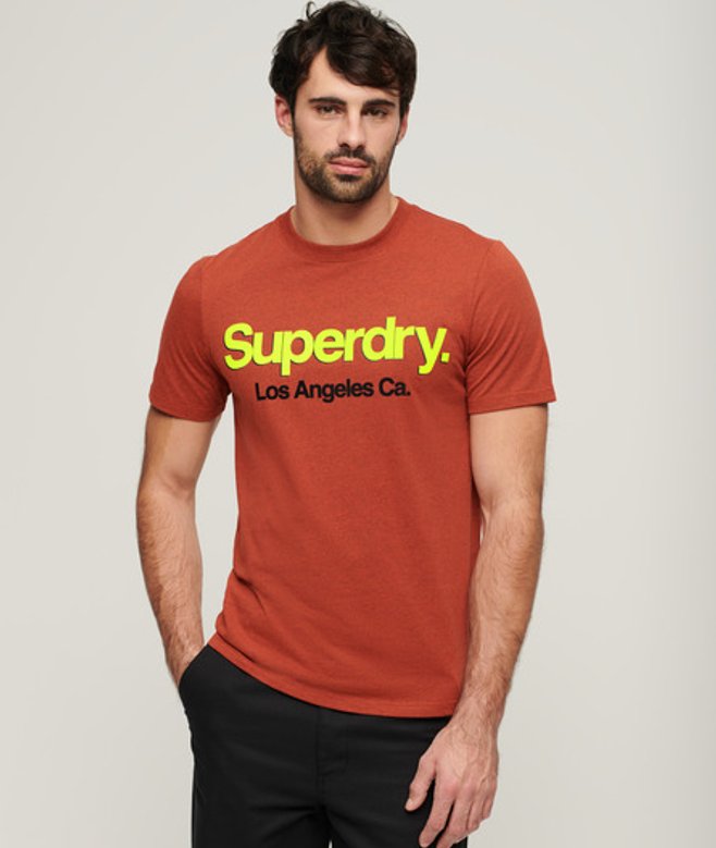 Superdry Herren Klassisches Core T-shirt mit Logo und Waschung Orange - Größe: L von Superdry