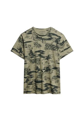 Superdry Herren Klassisches Essential T-Shirt mit Print Pinie Kranich Kaki M von Superdry