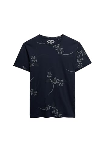 Superdry Herren Klassisches Essential T-Shirt mit Print Seltene Orchidee Marineblau XXL von Superdry