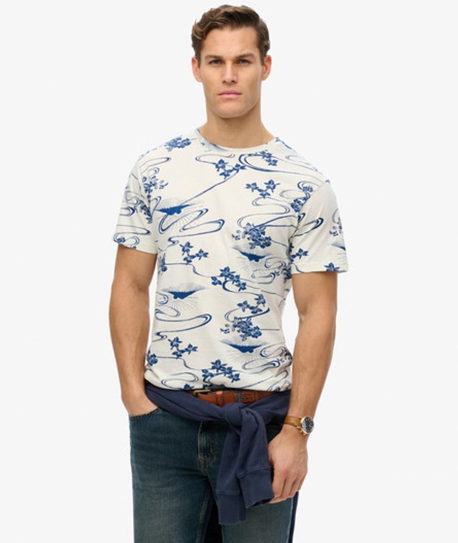 Superdry Herren Klassisches Essential T-shirt mit Print Weiß - Größe: M von Superdry