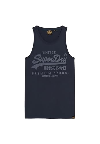 Superdry Herren Klassisches Heritage Tanktop mit Vintage-Logo Finster Marineblau S von Superdry