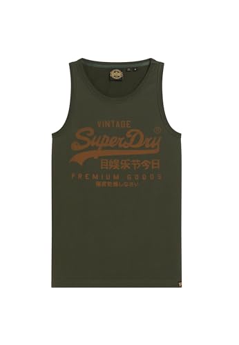 Superdry Herren Klassisches Heritage Tanktop mit Vintage-Logo Surplus Goods Olivgrün XL von Superdry