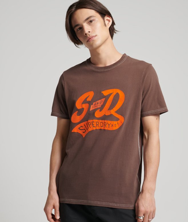 Superdry Herren Klassisches Limited Edition Vintage 04 Rework T-shirt Braun - Größe: Xxl von Superdry