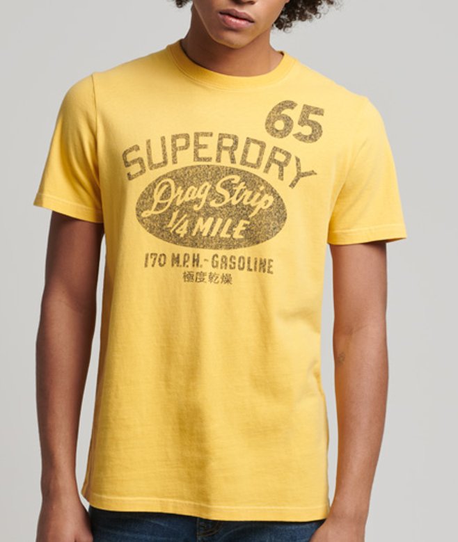 Superdry Herren Klassisches Limited Edition Vintage 08 Rework T-shirt Gelb - Größe: L von Superdry