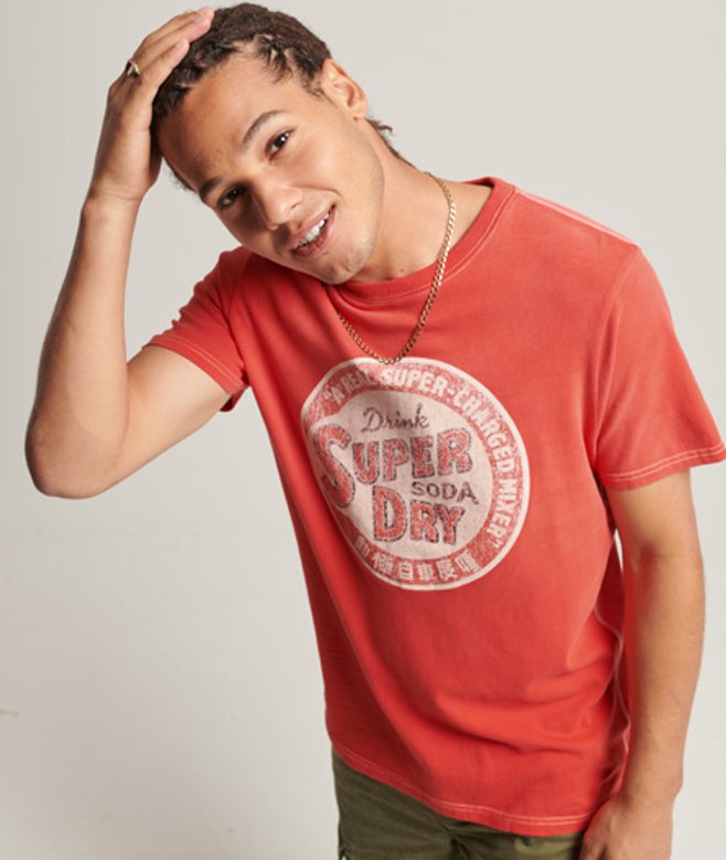 Superdry Herren Klassisches Limited Edition Vintage 08 Rework T-shirt Rot - Größe: L von Superdry