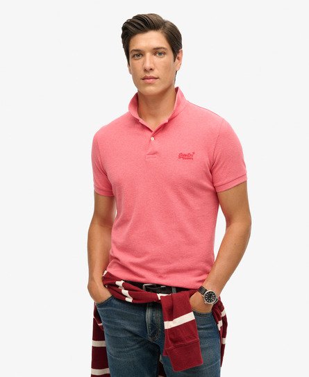 Superdry Herren Klassisches Polohemd aus Pikee Pink - Größe: L von Superdry