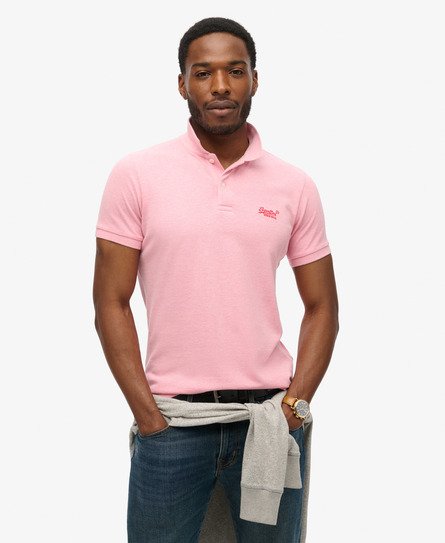 Superdry Herren Klassisches Polohemd aus Pikee Pink - Größe: L von Superdry