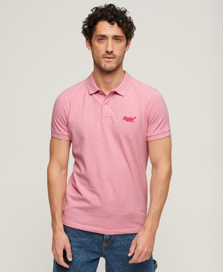 Superdry Herren Klassisches Polohemd aus Pikee Pink - Größe: S von Superdry