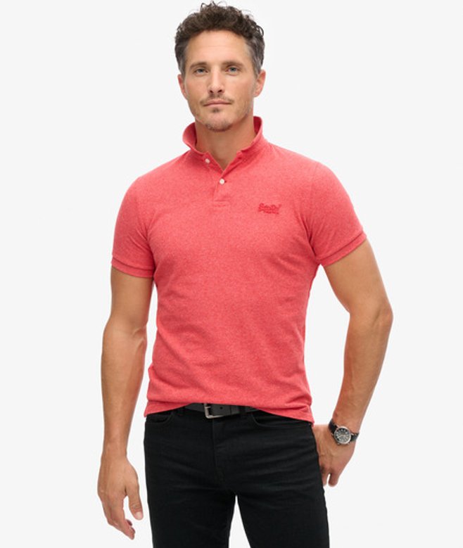 Superdry Herren Klassisches Polohemd aus Pikee Rot - Größe: L von Superdry