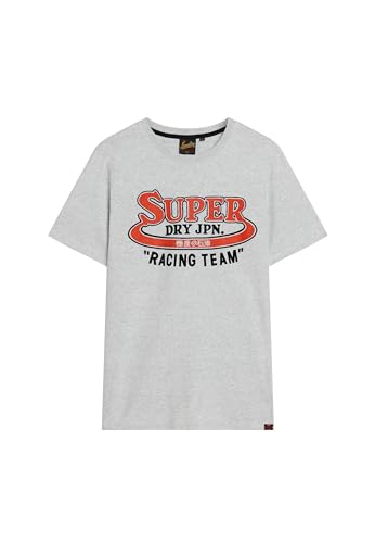 Superdry Herren Klassisches Reworked T-Shirt mit Grafik-Print Flocken Grau Meliert XL von Superdry