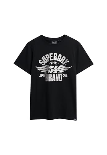 Superdry Herren Klassisches Reworked T-Shirt mit Grafik-Print Nero Schwarz Meliert M von Superdry