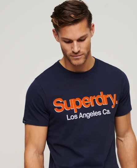 Superdry Herren Klassisches T-Shirt mit Core-Logo und Waschung Marineblau - Größe: Xxxl von Superdry