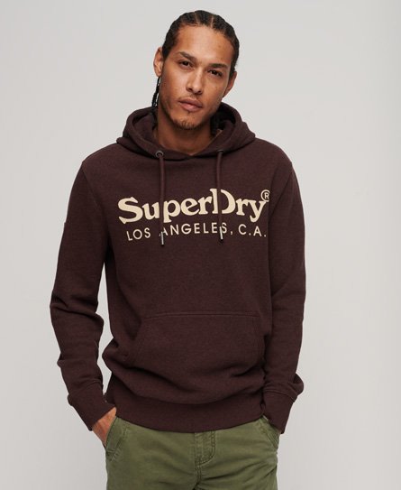 Superdry Herren Rot und Beige Klassisches Venue Hoodie mit Logodruck, Größe: S von Superdry