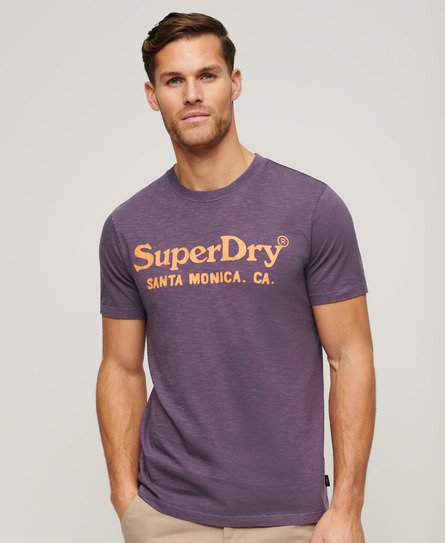 Superdry Herren Klassisches Venue T-Shirt mit Logo Lila - Größe: L von Superdry