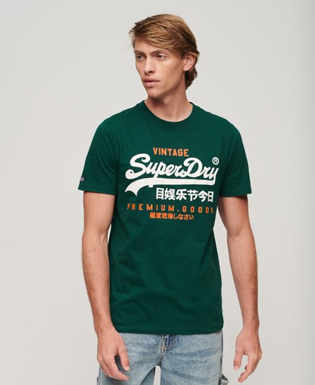 Superdry Men's Klassisches Vintage Logo Heritage T-Shirt Grün - Größe: M von Superdry