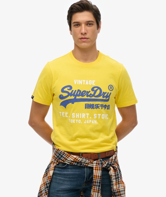 Superdry Herren Klassisches Vintage T-shirt Gelb - Größe: M von Superdry