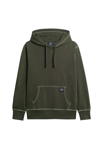 Superdry Herren Kontrast Stitch Relaxed Hoodie Sweatshirt, dunkelgrau grün, XXL von Superdry
