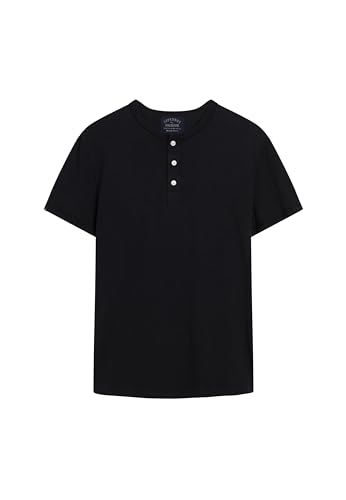 Superdry Herren Kurzärmeliges Grandad-Oberteil Schwarz M von Superdry