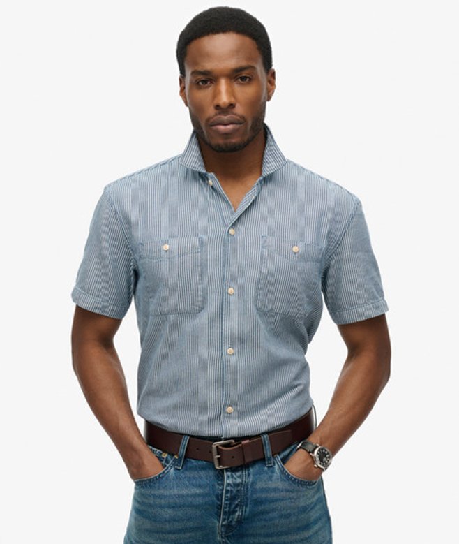Superdry Herren Kurzärmeliges Merchant Hemd im Arbeiterstil Dunkelblau - Größe: L Superdry Herren Kurzärmeliges Merchant Hemd im Arbeiterstil Dunkelblau - Größe: L von Superdry