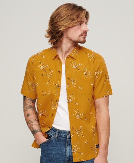 Superdry Herren Kurzärmeliges Strandhemd Gold - Größe: S von Superdry