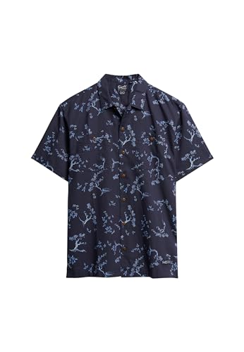 Superdry Herren Kurzärmeliges Strandhemd Indigoblau Geblümt XXXL von Superdry