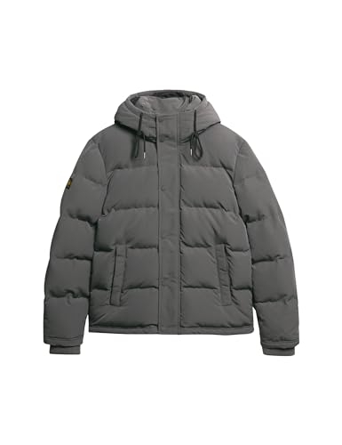 Superdry Herren EVEREST SHORT HOODED PUFFER A4 – gepolstert, Charcoal, von Superdry