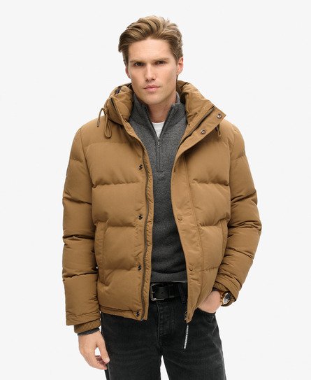 Superdry Men's Everest Steppjacke mit Kapuze Braun - Größe: L von Superdry