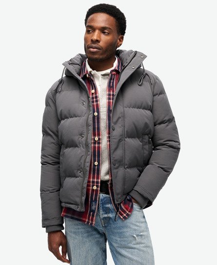 Superdry Men's Everest Steppjacke mit Kapuze Dunkelgrau - Größe: M von Superdry