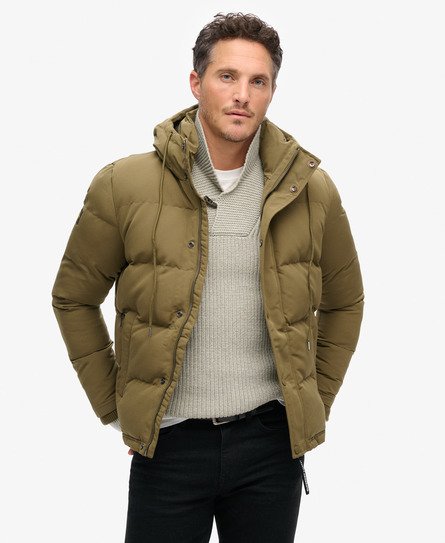 Superdry Men's Everest Steppjacke mit Kapuze Grün - Größe: L von Superdry