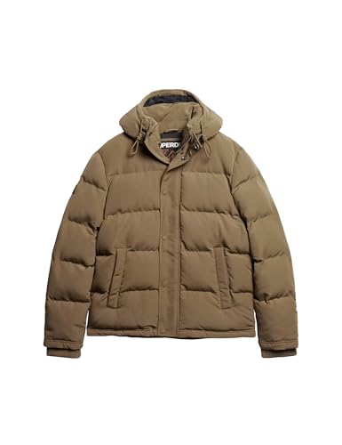 Superdry Herren EVEREST SHORT HOODED PUFFER A4 – gepolstert, Sandstone Brown, von Superdry
